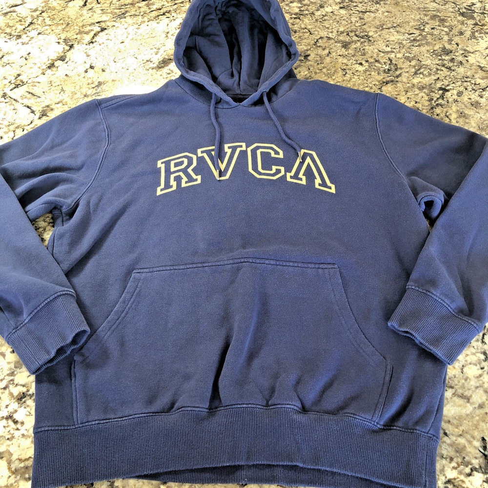 Size M RVCA Mens Hoodie Pullover Sweater Skater Dark Blue CN